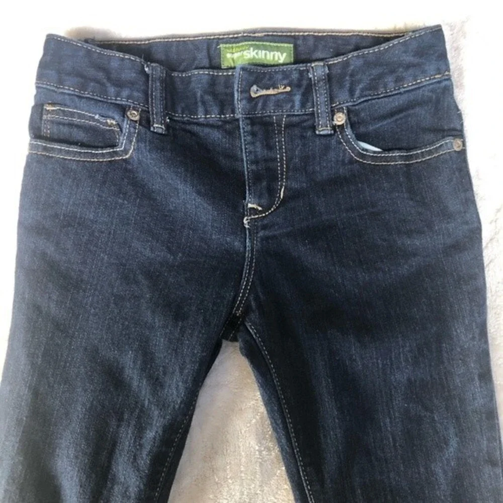 Old Navy Girl's Super Skinny Adjustable Waist Dark Wash Denim Jeans 12 Slim
